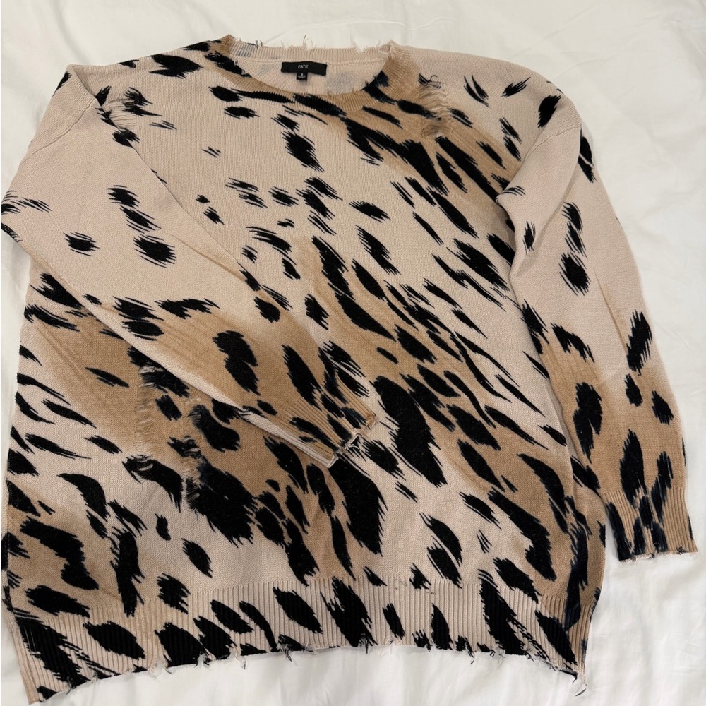 Fate Leopard Print Sweater - Black and Tan